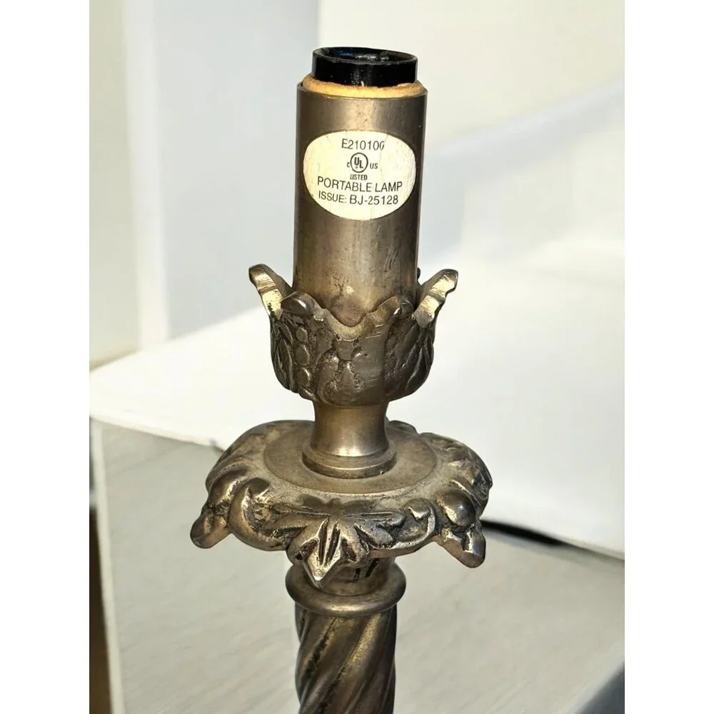 Hollywood Regency Silver Metal Candle Stick Lamp 16